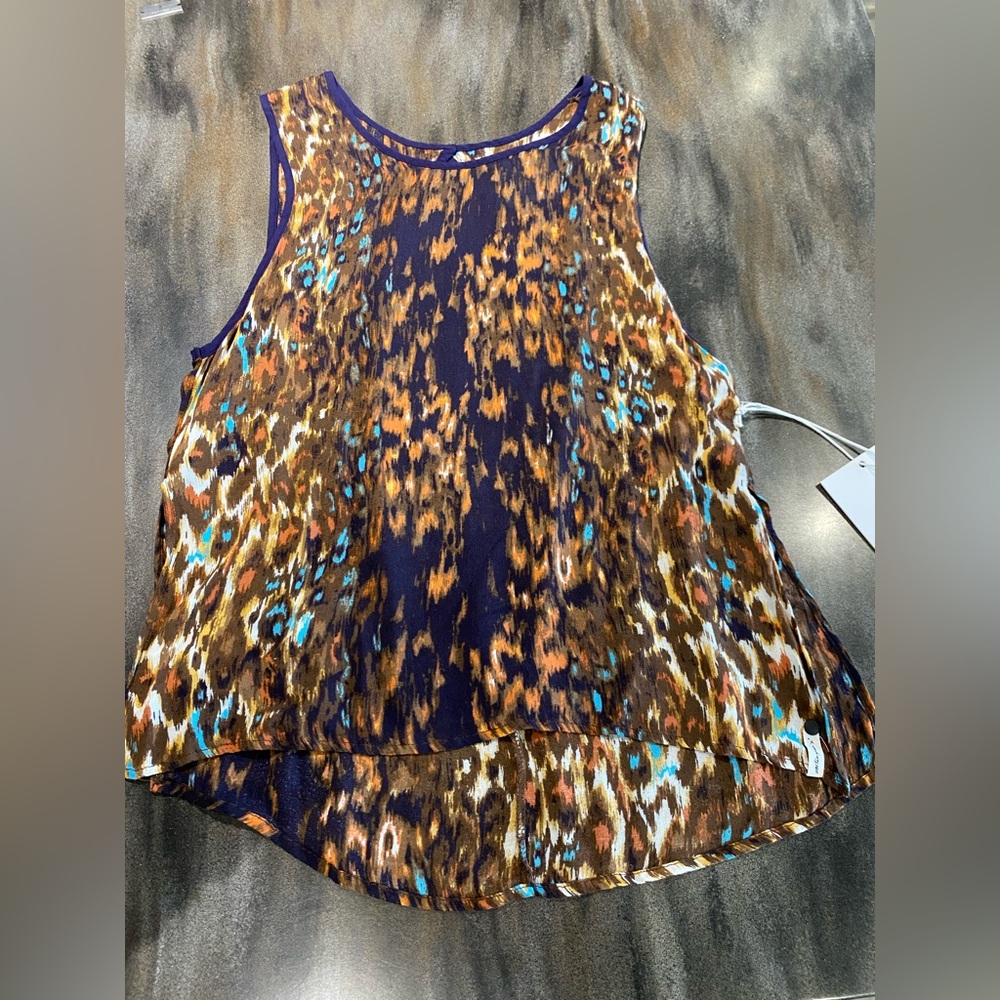 One Teaspoon Brown and Blue Relaxed Tank Top